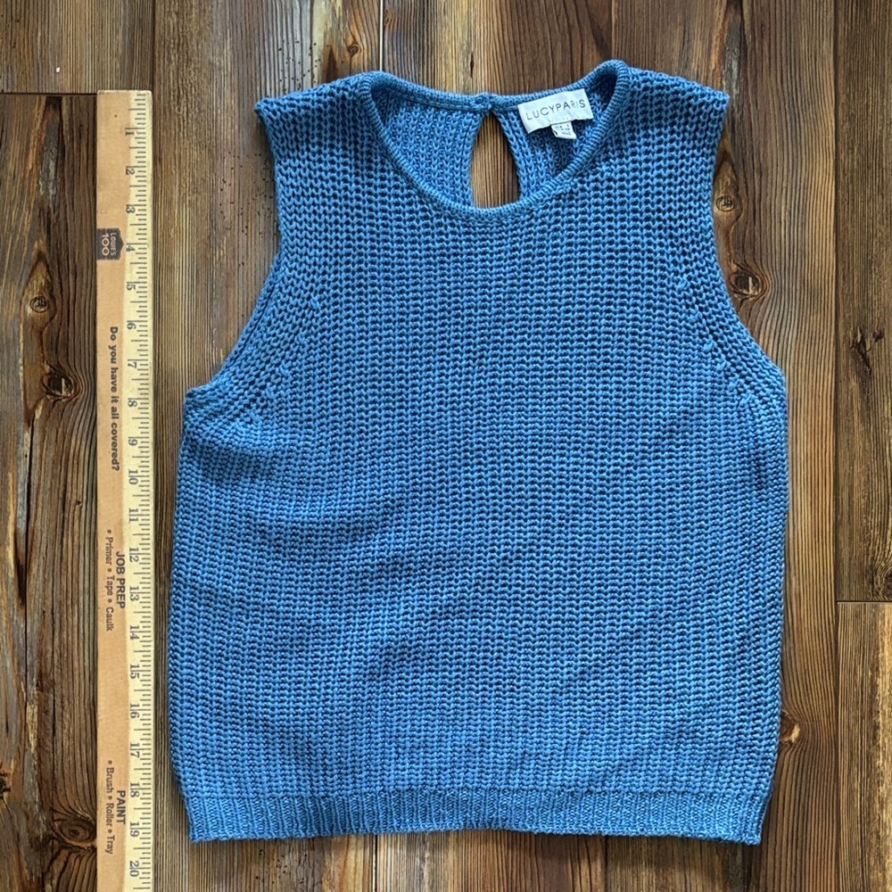 Lucy Paris Women's Textured Cornflower Blue Tank Top Sz S